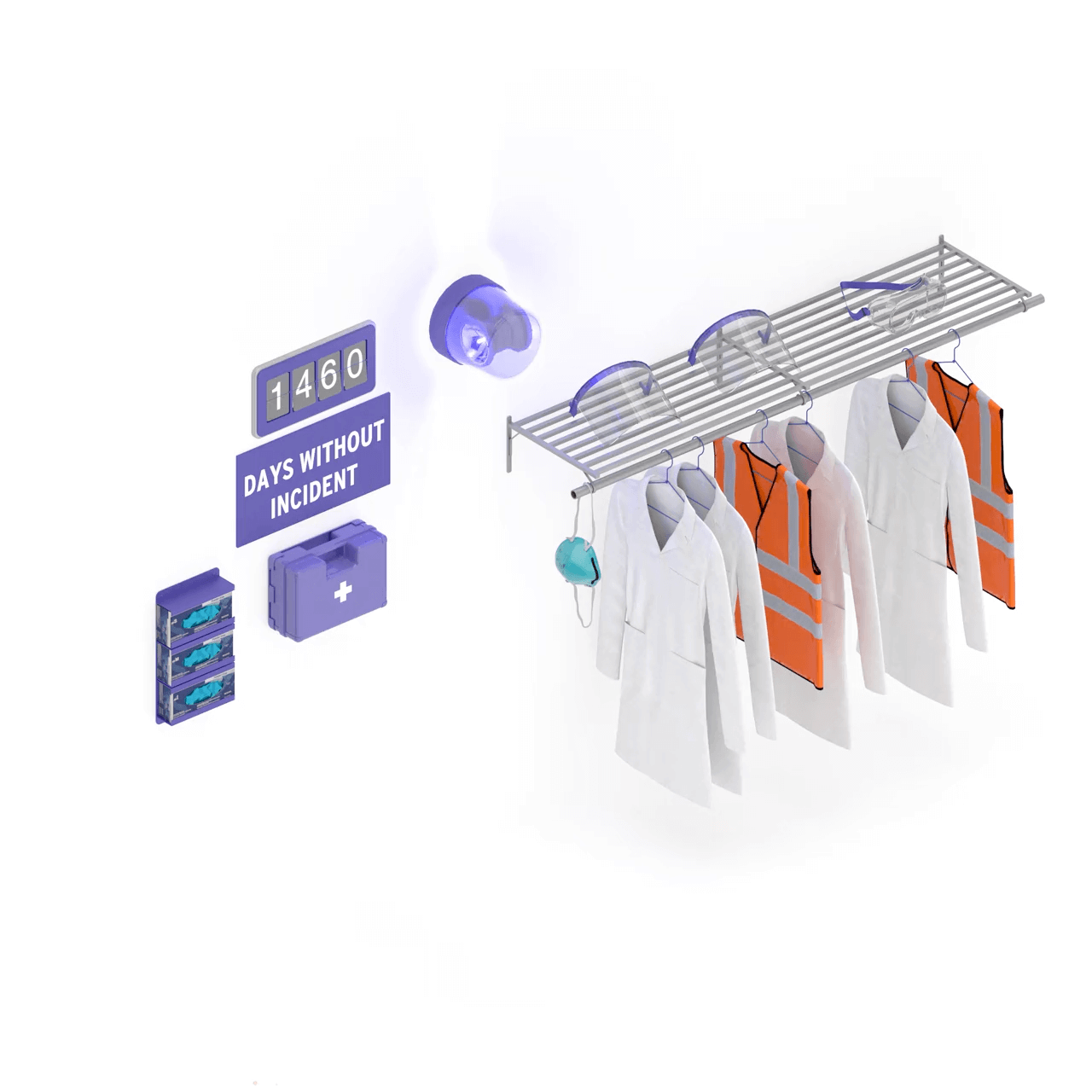 Abstract 3D render of safety equipment.