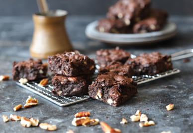 Rich chocolate brownies with nuts