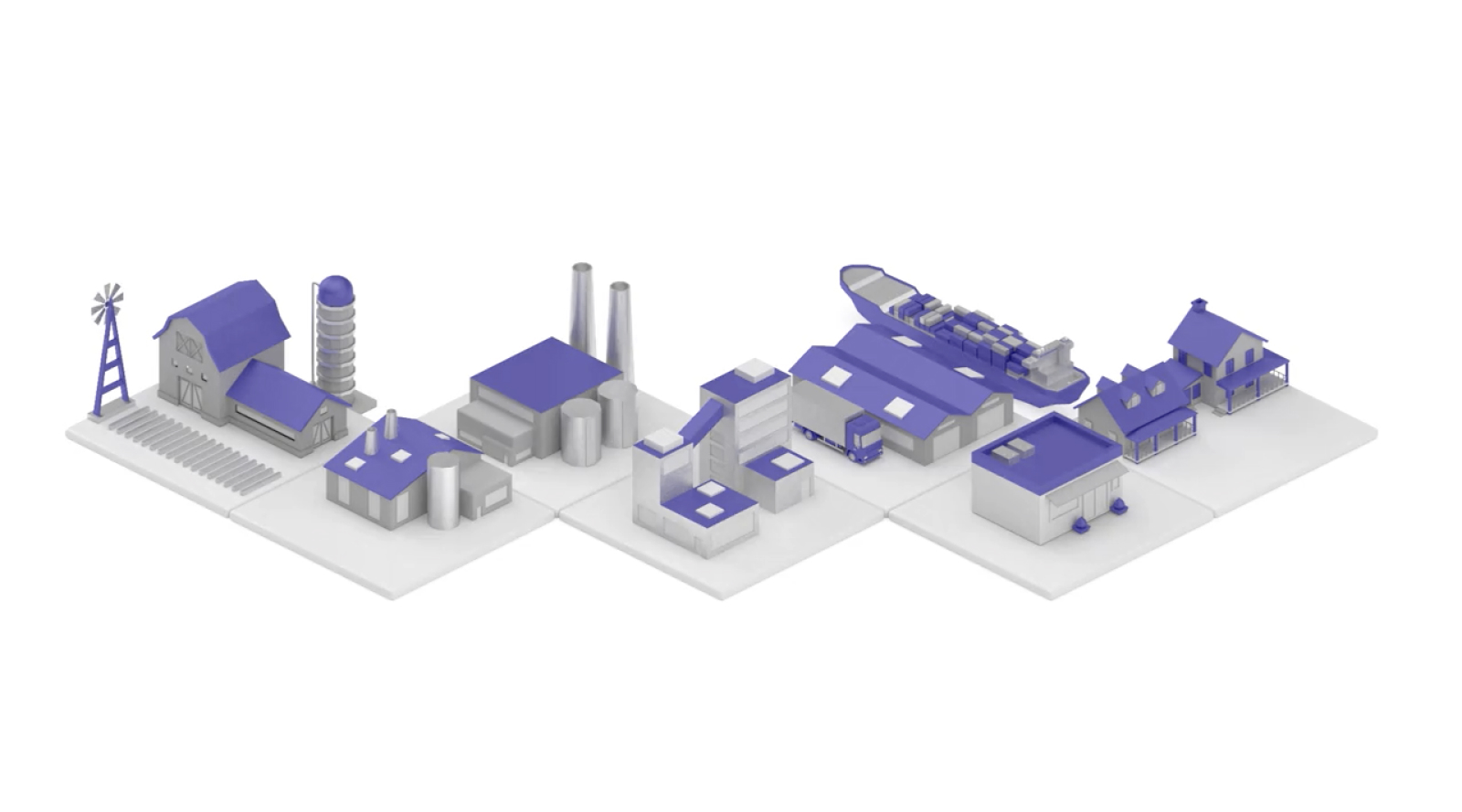 The first frame of a 3D-rendered windmill animation representing Hearthside's supply chain