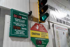 Two time-counter signs displaying that a facility has gone up to 1285 days without a lost-time accident
