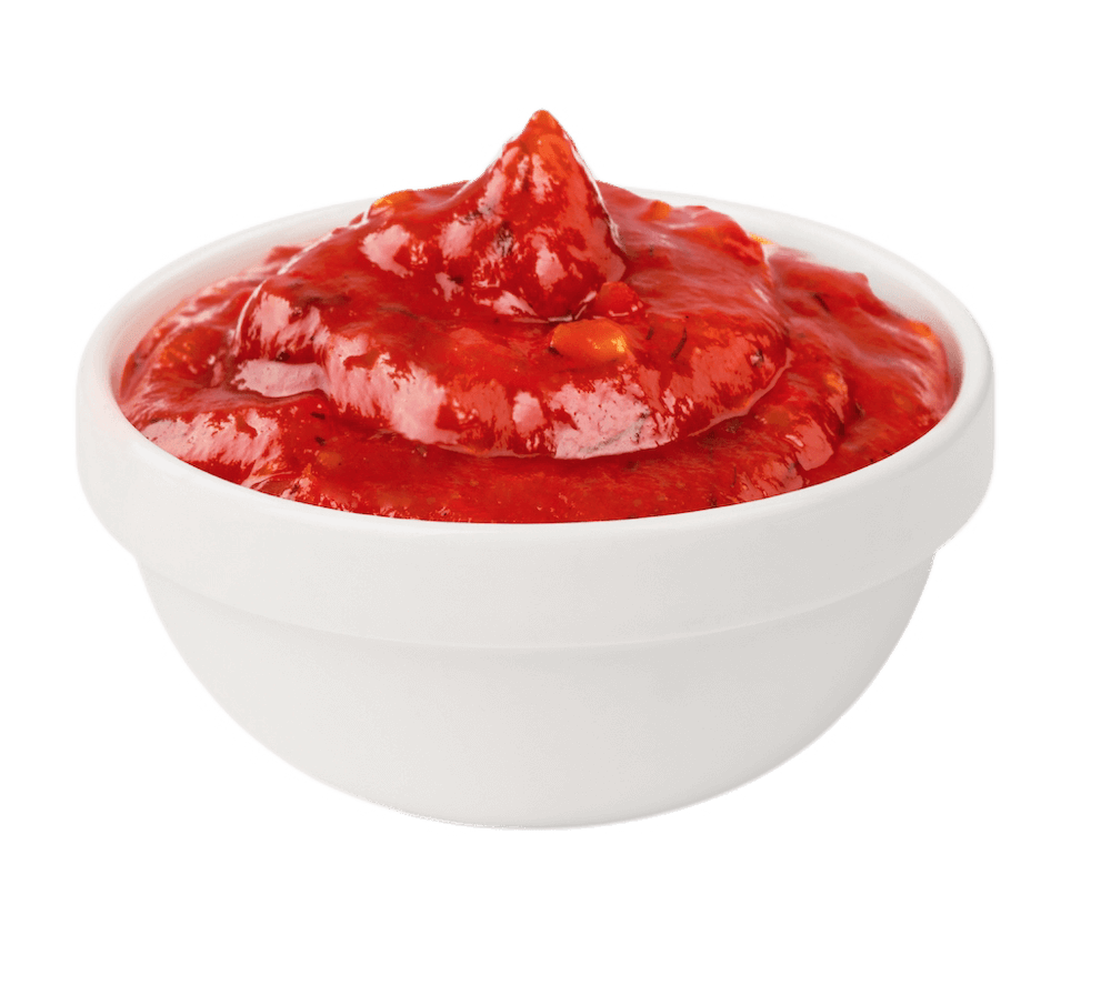A small bowl of red sauce