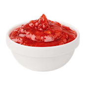 A small bowl of red sauce
