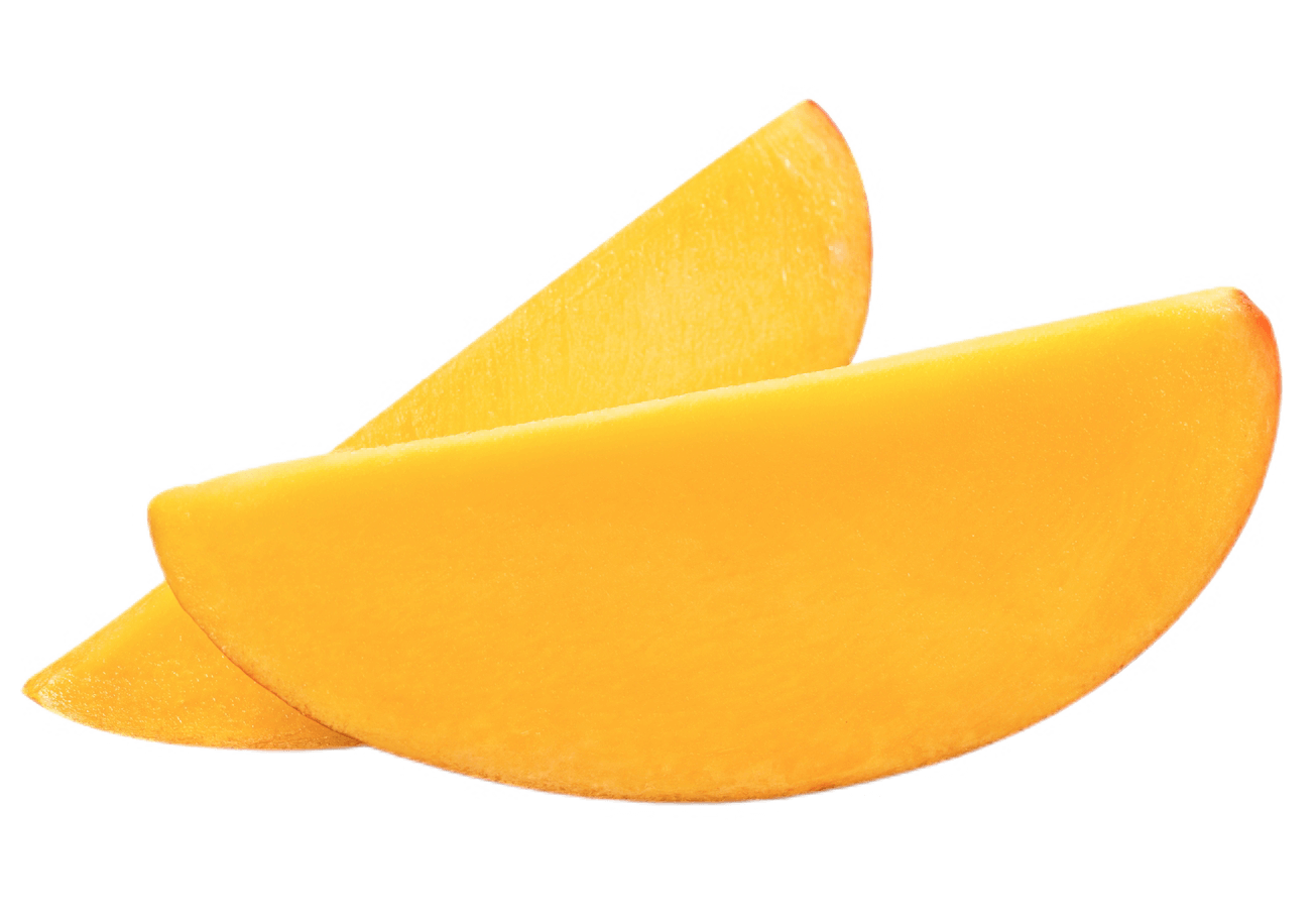 Two slices of fresh mango.