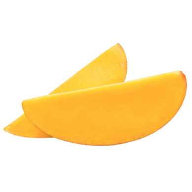 Two slices of fresh mango.