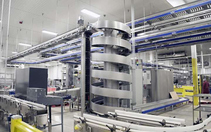 A round metallic ramp used for food production
