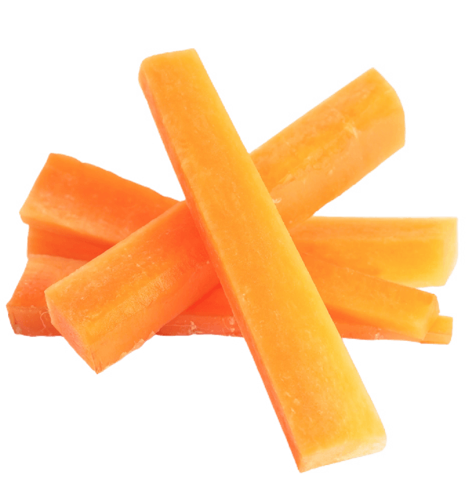 Carrot sticks arranged in a star shape.