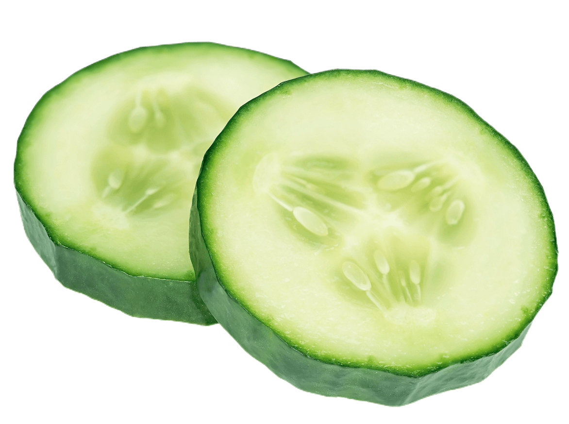Two slices of fresh cucumber.