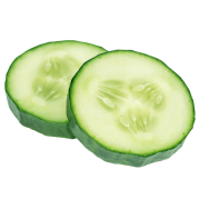 Two slices of fresh cucumber.