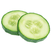 Two slices of fresh cucumber.