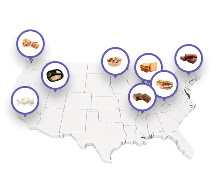 A map of America, detailing where Hearthside's locations are.