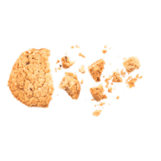 Bread crumbs exploding off the side of a larger crumb