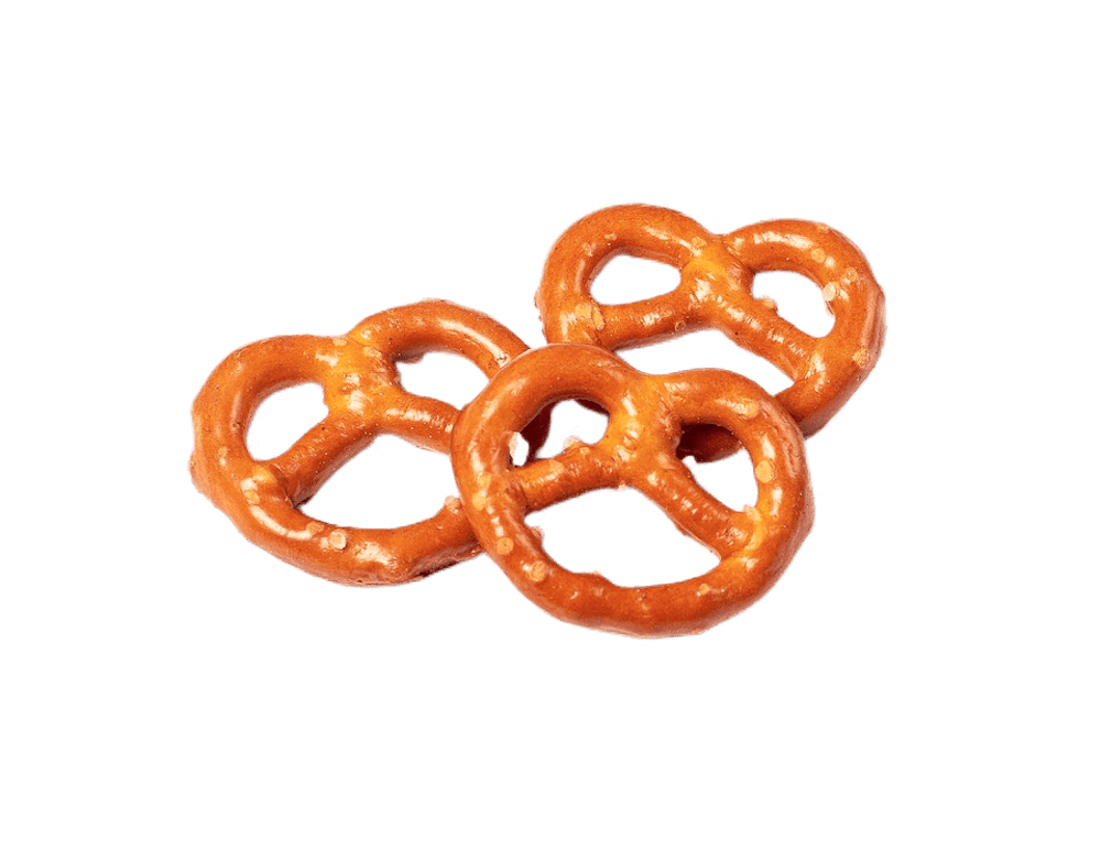 Three salty golden pretzels
