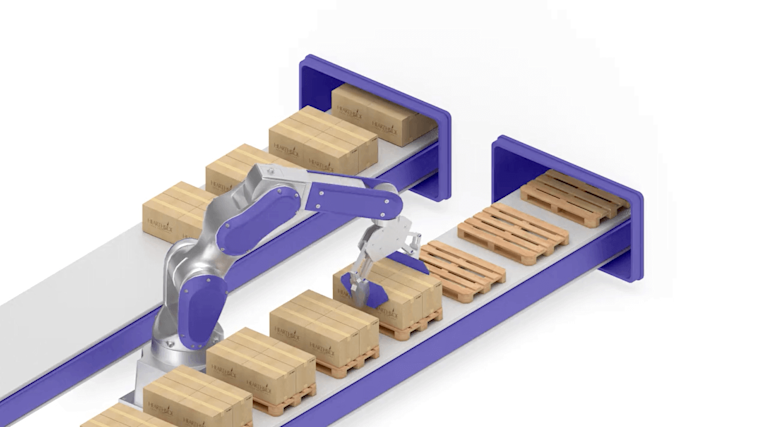 A preview image of a 3D-rendered video representing packaging