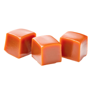 Caramel cubes on a transparent background.