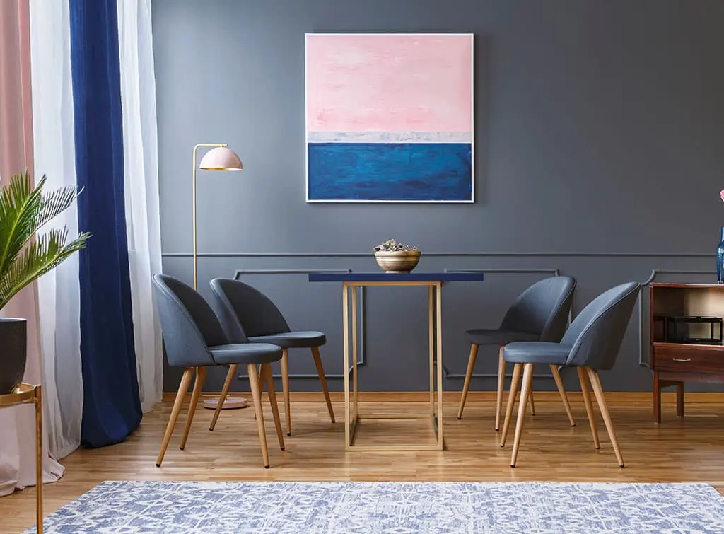 locate a rug off centre of your dining room