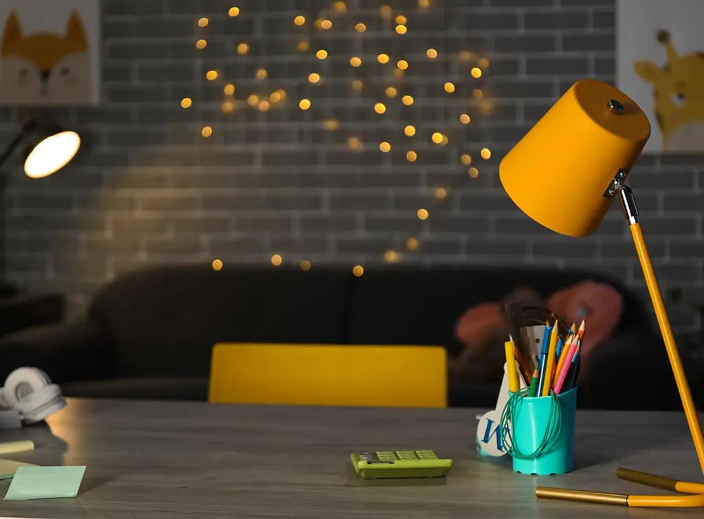 yellow desk lamp