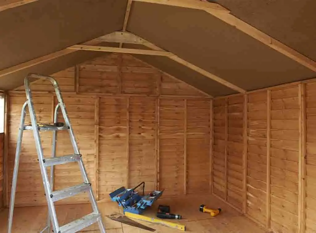 Interior of newly repaired garden shed