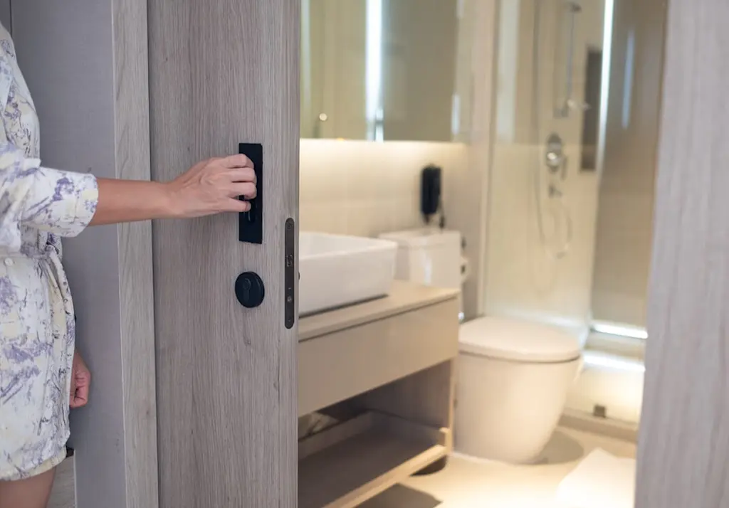 Ensuite bathroom with pocket sliding door