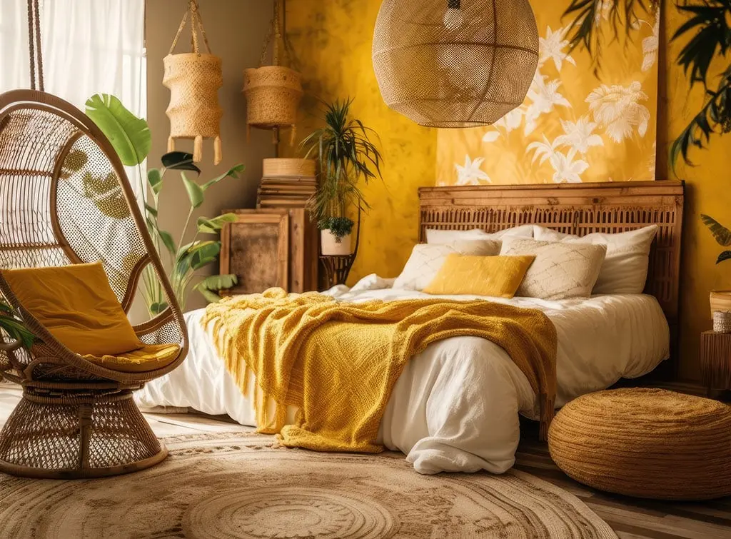 oversized rattan shades for bedroom feature ideas