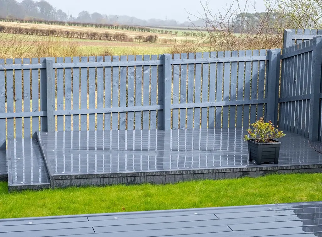 grey decking and fencing
