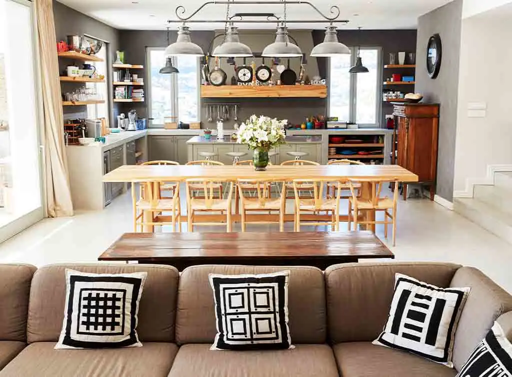 small kitchen with living room