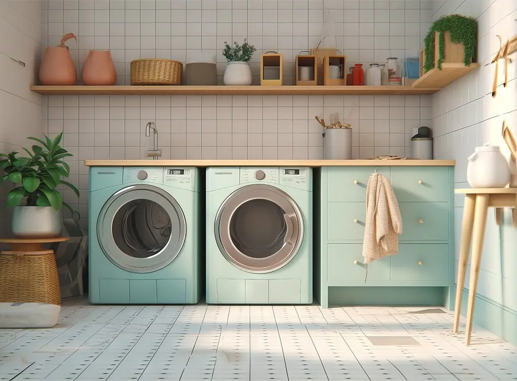 mint green utility room