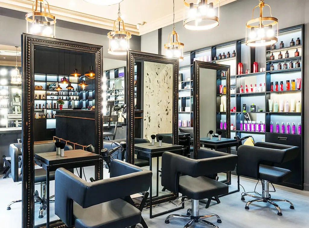 max out mirrors and lighting in a small salon