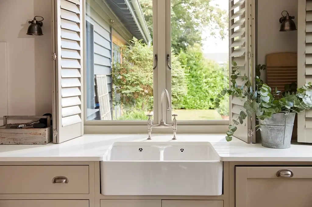 window shutters in kitchen