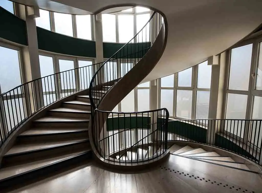 Spiral stair design with metal spindles