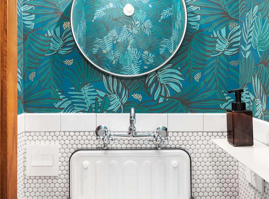 half wallpaper bathroom