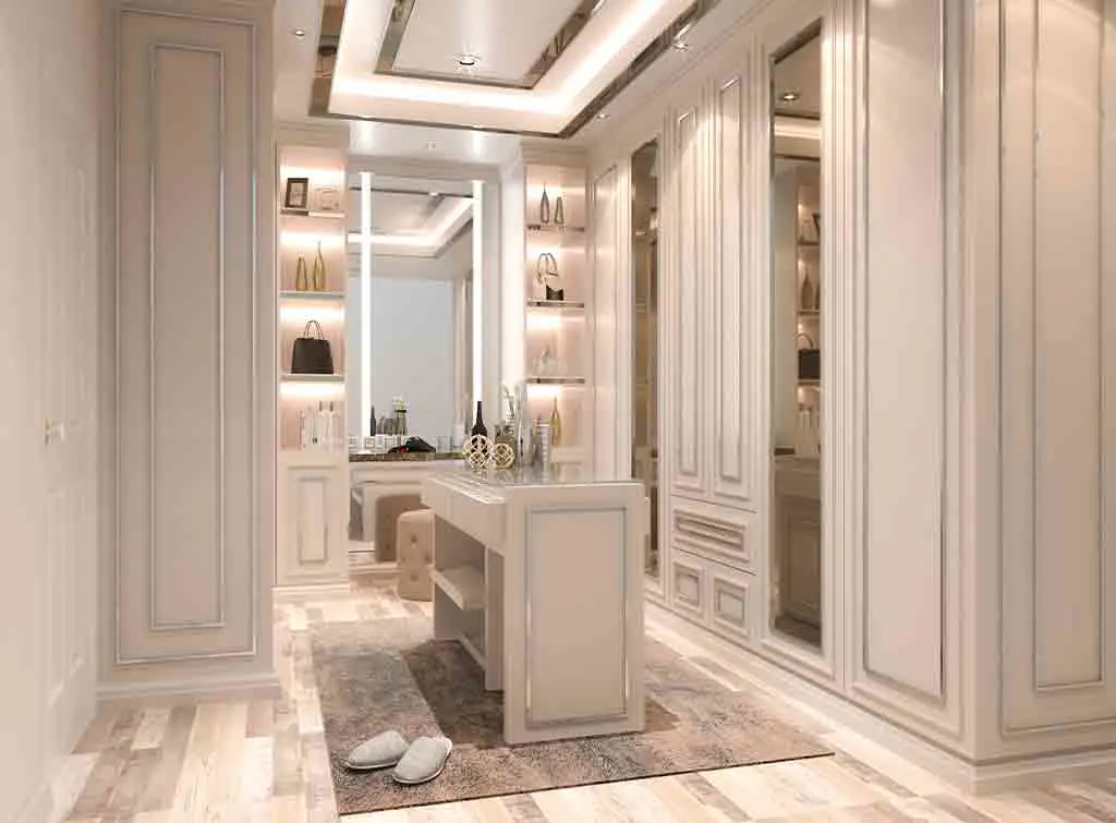 illuminate small walk in wardrobe ideas with light