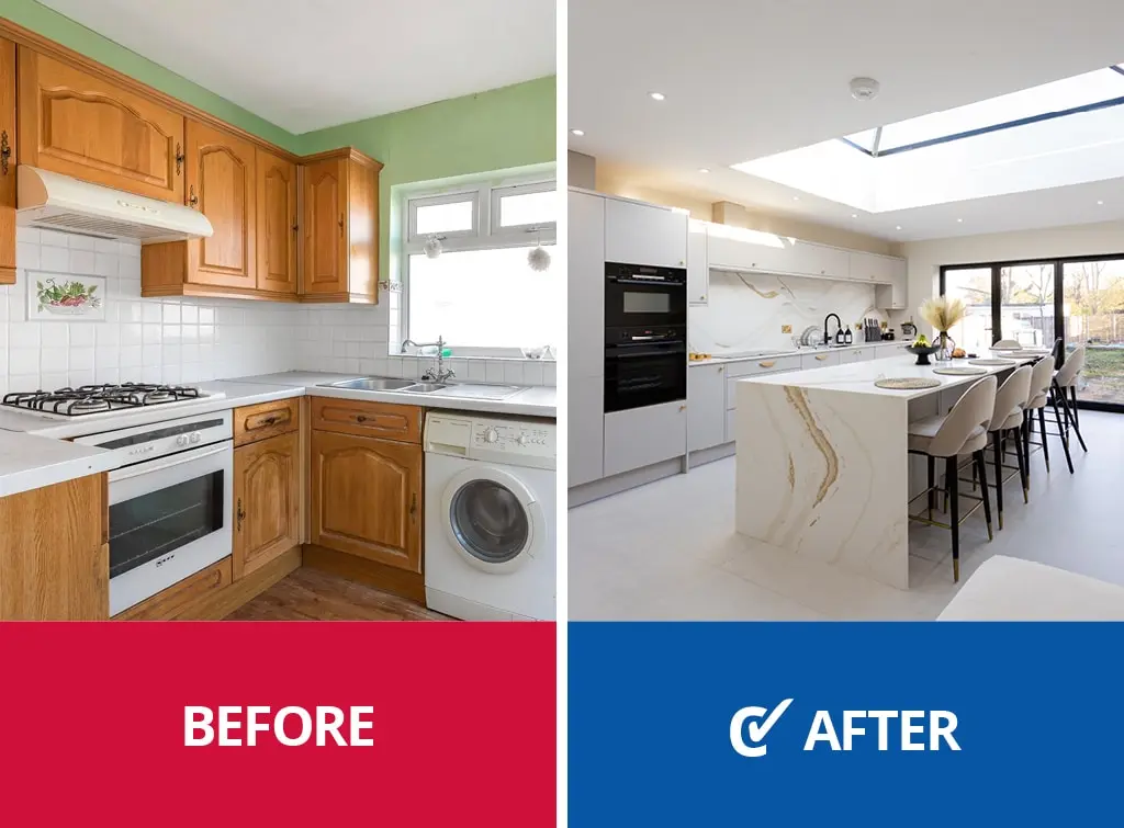 Before and after image of Checkatrade home renovation
