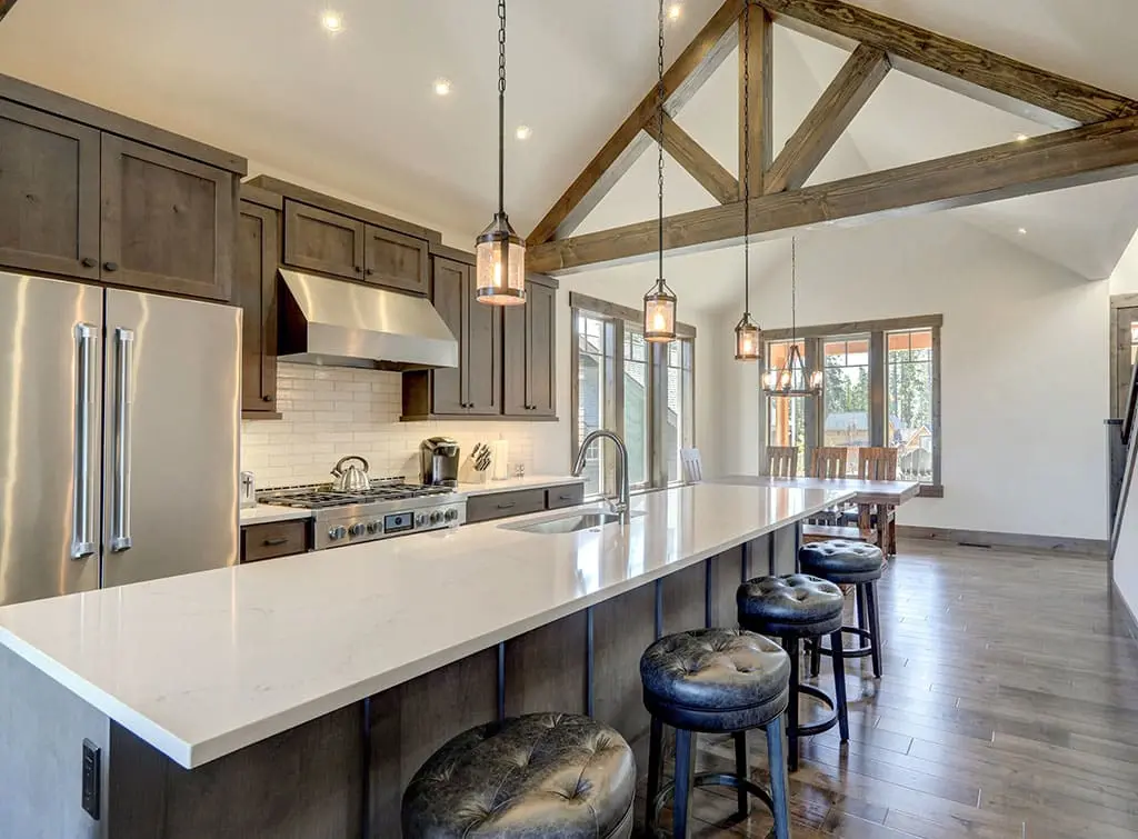 Vaulted ceiling in a kitchen
