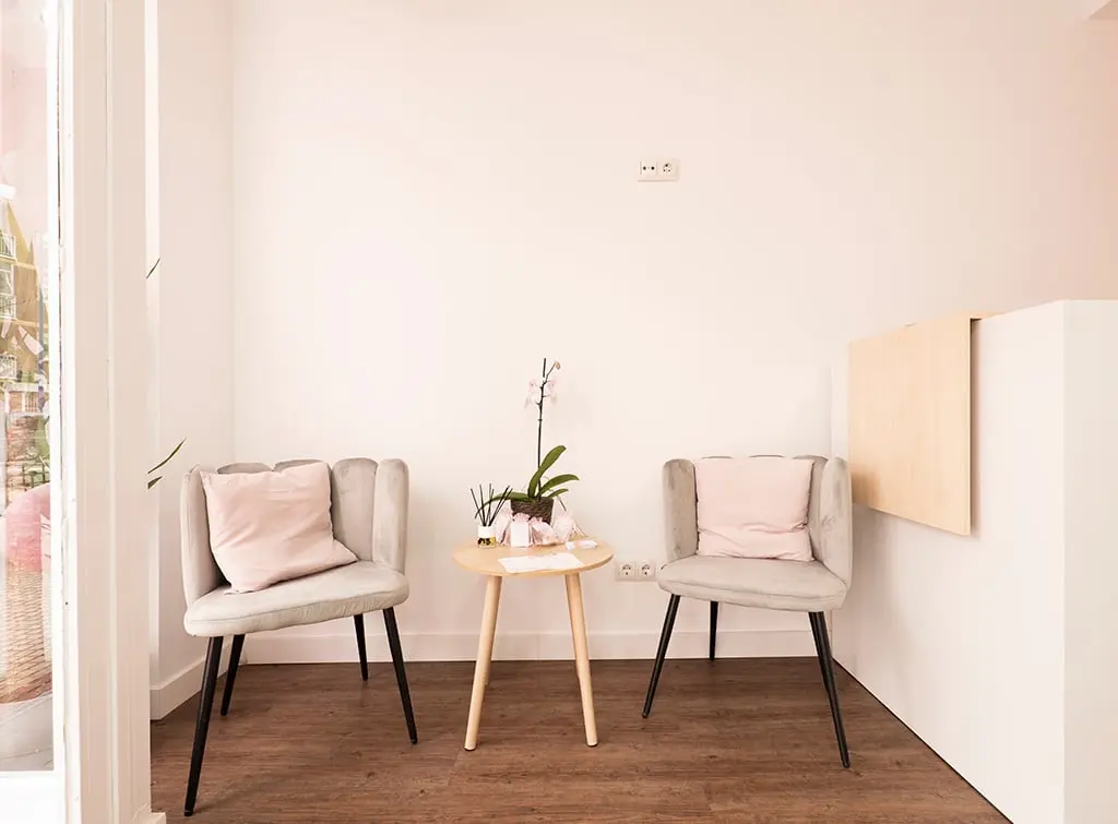 relaxed reception area in home salon