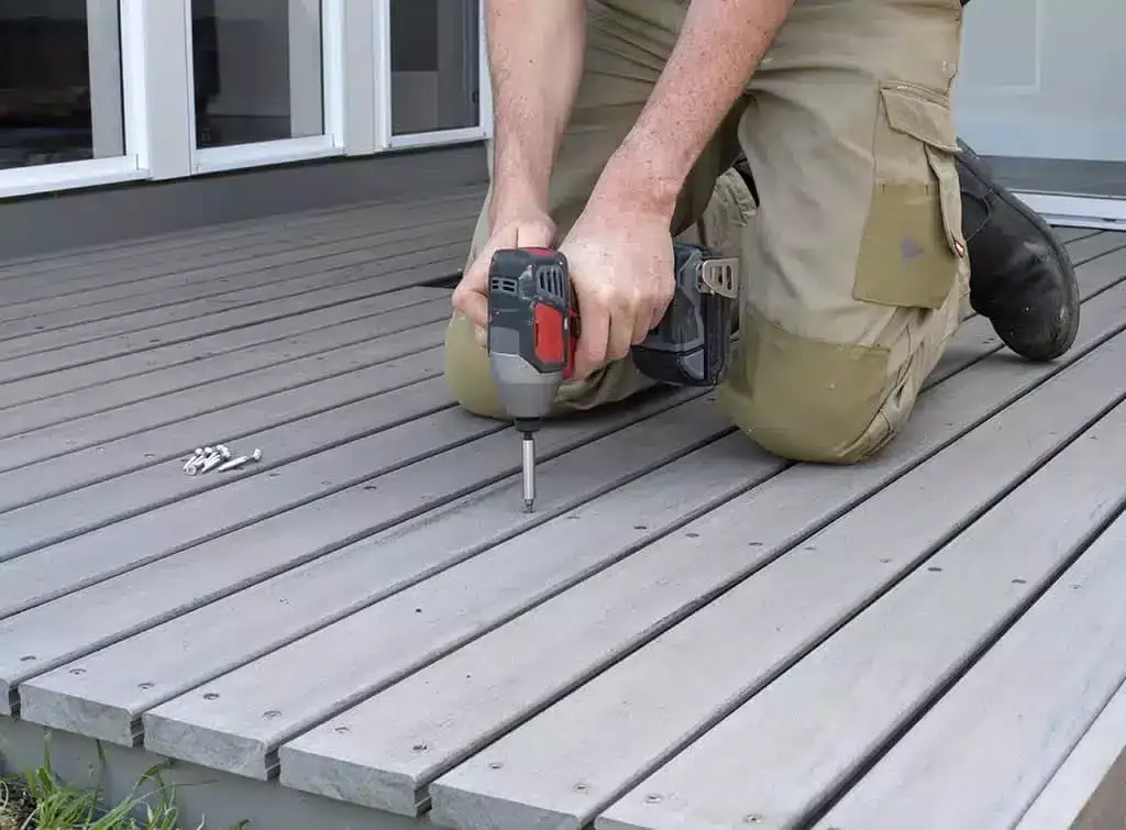 Trex decking being installed