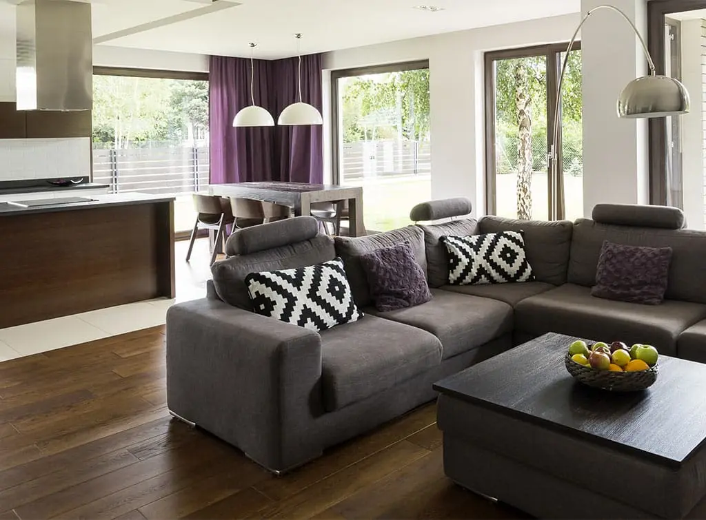 unified open plan kitchen living room