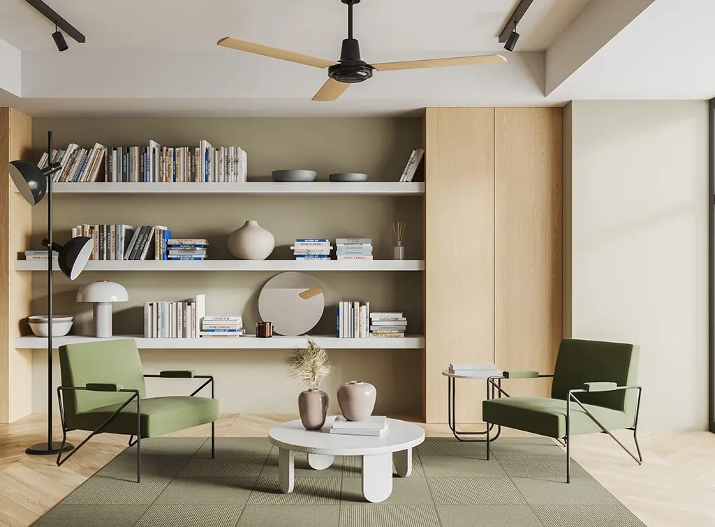 Alcove bookcase in a living room