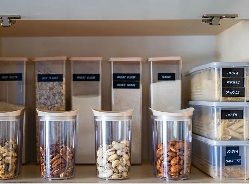labelled containers in kitchen