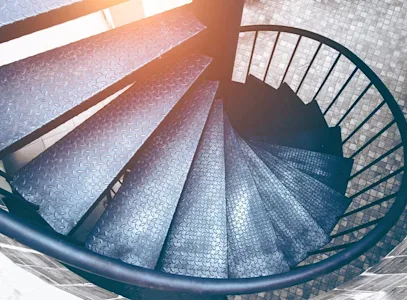 Black spiral metal staircase