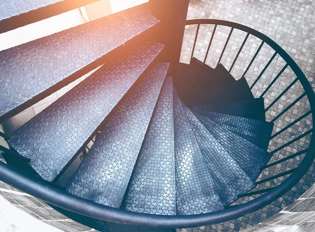 Black spiral metal staircase