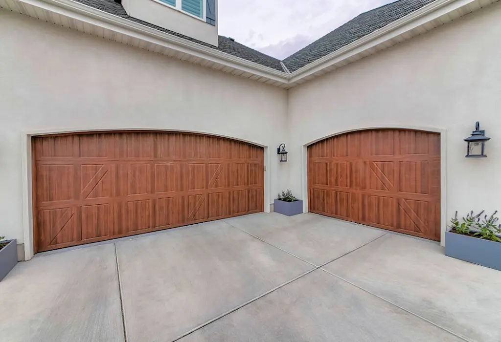 Concrete driveway with garage