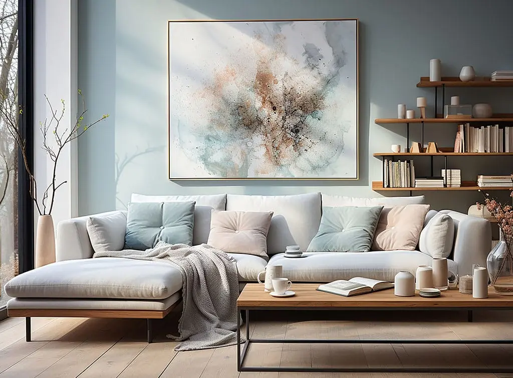 A clutter-free neutral living room