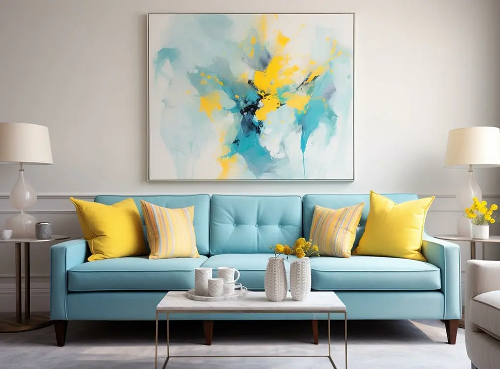 light blue and cream living room
