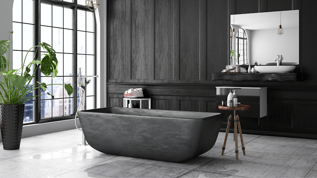Wood splashback ideas for a designer bathroom