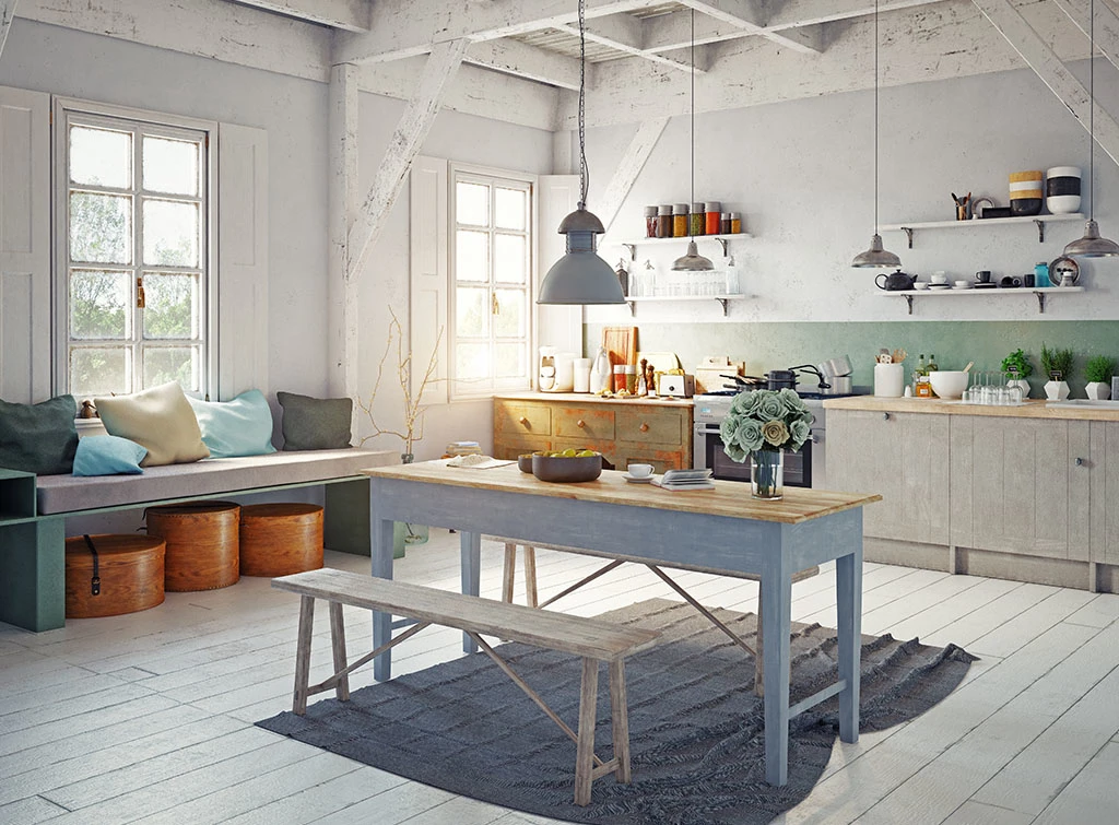 kitchen cottage lighting ideas - hang pendants low