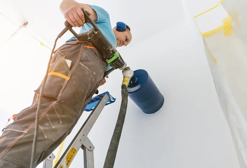 Core drilling in wall