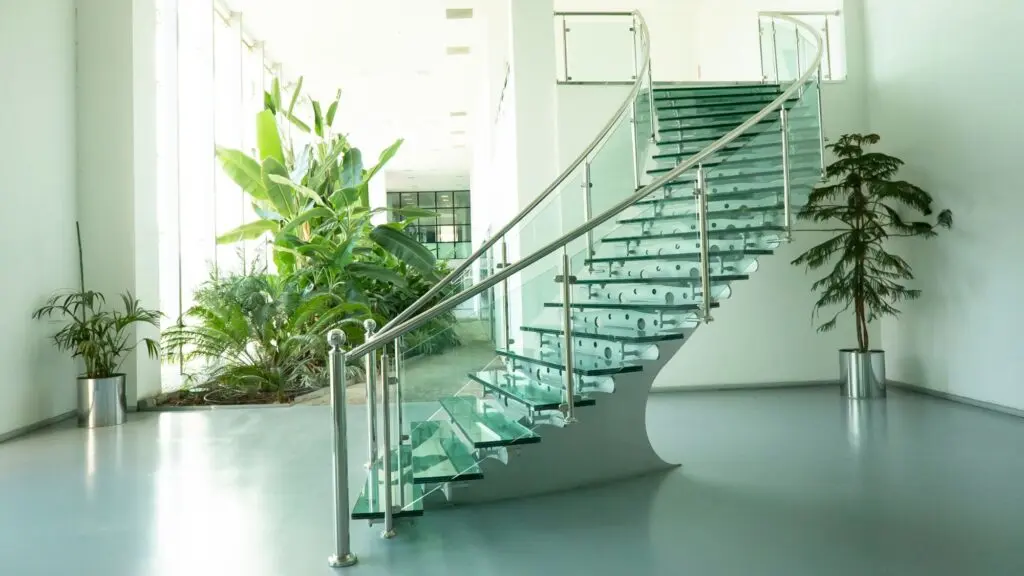 Curved metal with glass staircase