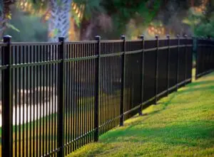 metal black fence in garden