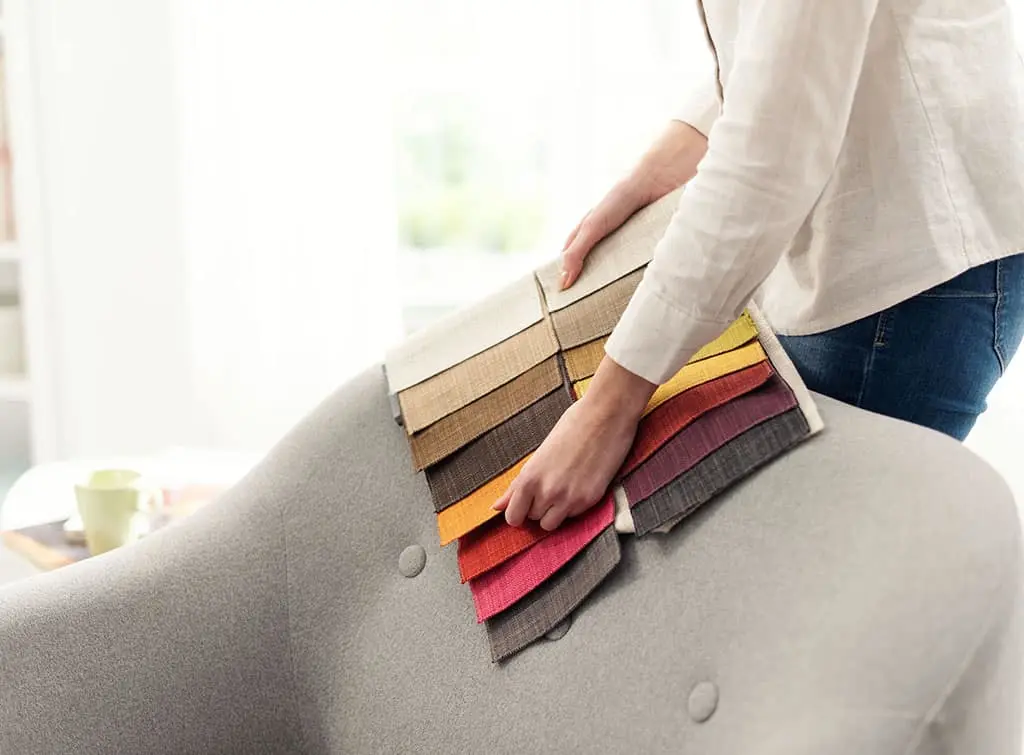 Choosing fabric swatches to reupholster a chair