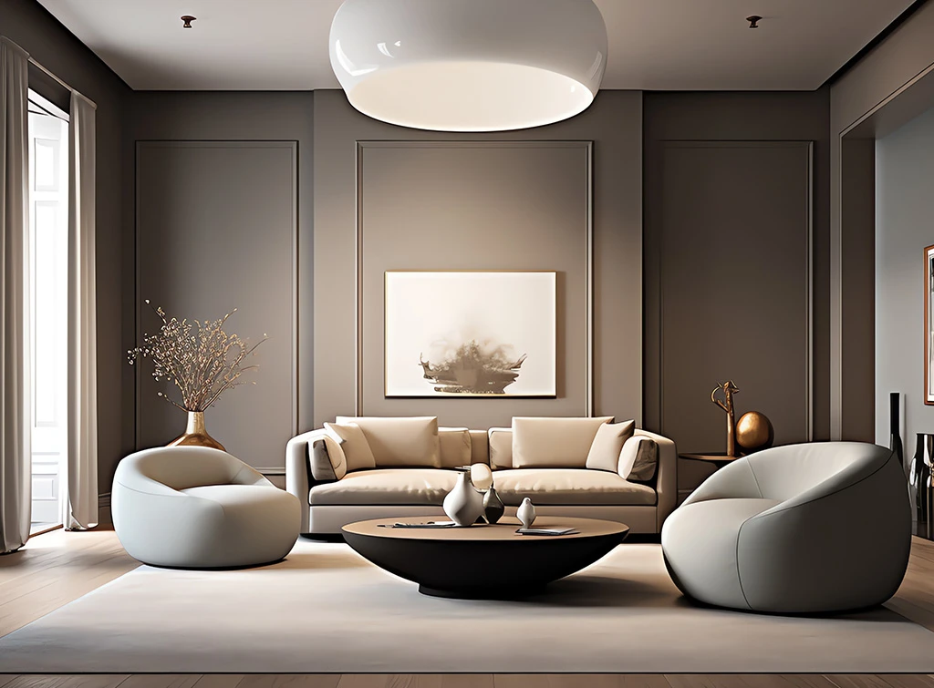 luxurious grey and taupe living room
